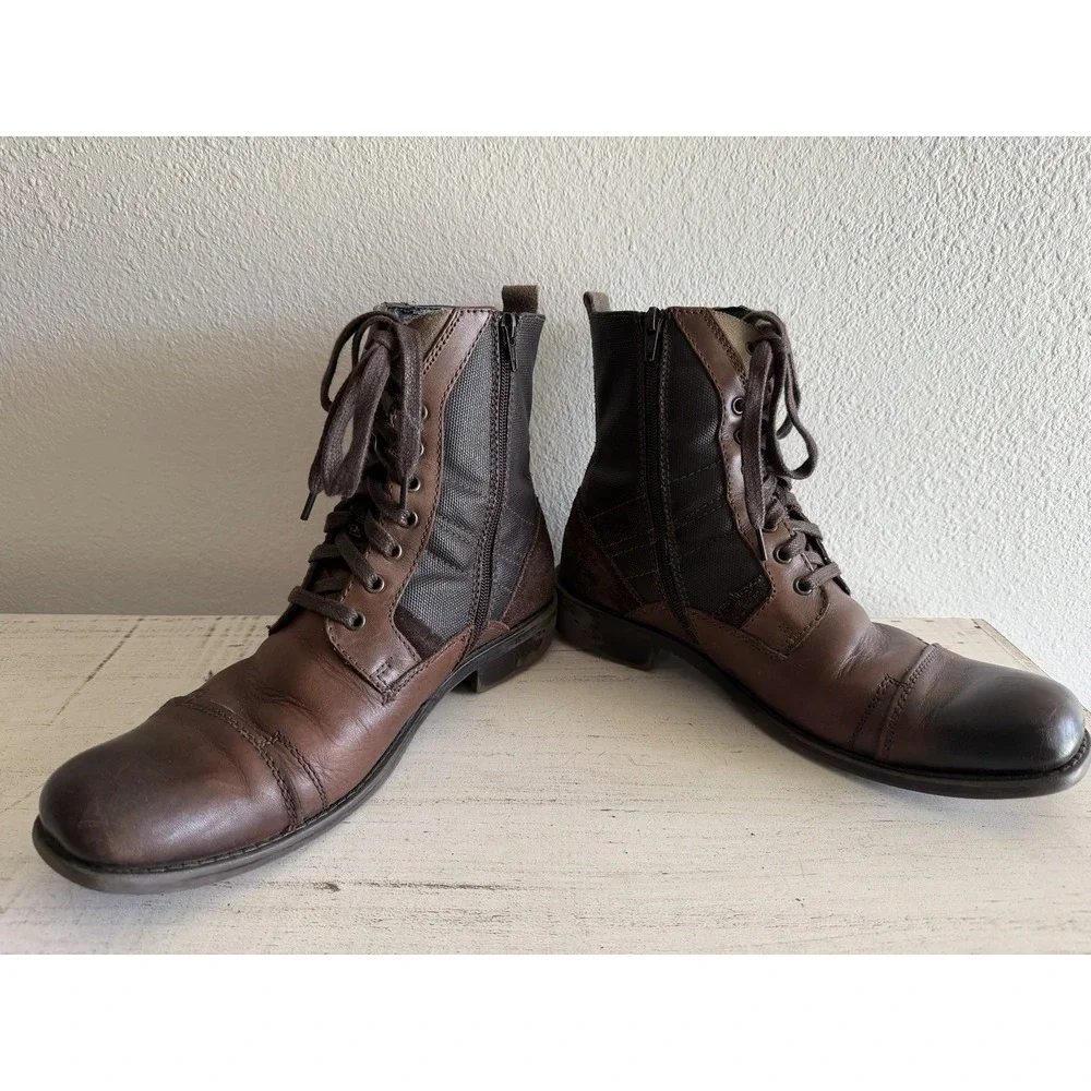 Alfani Grouch Men's Lace Up & Zip Boots Size Two-Tone 9‎